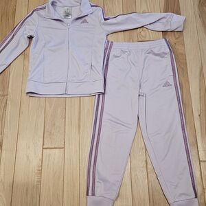 adidas Light Lavender Track Jacket and Joggers with Mauve Stripes